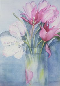 Pink papegøje tulipaner og Marlette af Karen Armitage