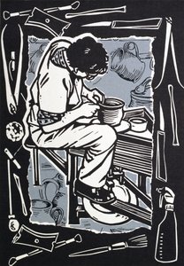 Potter, 1998 (linosnit på papir)