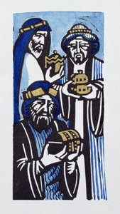 Three Kings, 1998 (linosnit og wc på papir)