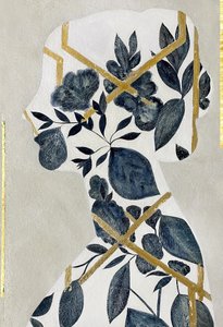 Guldfarvet blomsterprofil af Karenina Fabrizzi