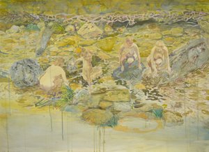 Samling for kvinder ved floden