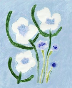 Blå pastelfarvede blomster