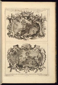 Print, design til to kartoucher, 1745 af Karl Albert von Lespilliez