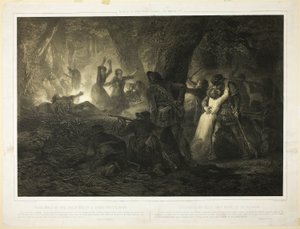 Befrielsen af Daniel Boones og Callaways døtre, planche to fra Histoire des Premiere Colons d