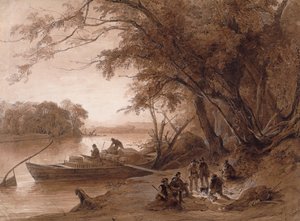 De rejsendes lejr på Missouri af Karl Bodmer