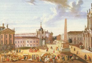 Det gamle marked i Potsdam med byslottet (med udsigt til Schlossstrasse) af Karl Christian Wilhelm Baron