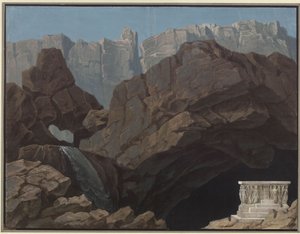 Alceste. Opera af Christoph Willibald Gluck. Udkast til den 4. dekoration. Indgang til underverdenen af Karl Friedrich Schinkel
