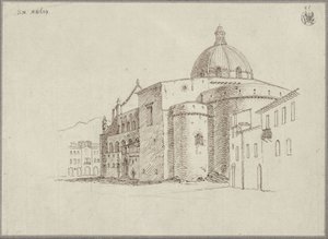 Udsigt over Messinas domkirke fra nordøst af Karl Friedrich Schinkel