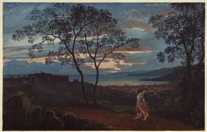 Udsigt over Trieste fra en høj ved aftenstemning af Karl Friedrich Schinkel