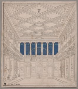 Berlin. Schauspielhaus på Gendarmenmarkt, koncertsal. Dekoration til naturforskernes fest af Karl Friedrich Schinkel