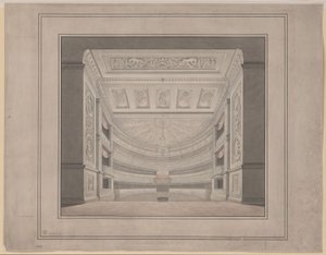 Berlin. Schauspielhaus på Gendarmenmarkt, tilskuerpladsen af Karl Friedrich Schinkel