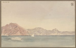 Udsigt fra Schinkels bolig i Napoli mod kysten ved Sorrento af Karl Friedrich Schinkel