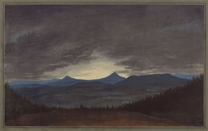 Bøhmisk bjergkæde i tusmørket af Karl Friedrich Schinkel