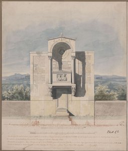 Bonn. Udkast til gravmonumentet for Barthold Georg Niebuhr med ægteparrets reliefportræt af Karl Friedrich Schinkel