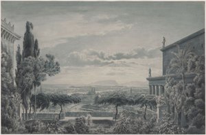 En fyrstes residens. Fyrsteparrets private have med udsigt over byen og havet af Karl Friedrich Schinkel