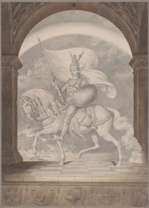 En rytter til hest i fuld rustning / Preussens geni som ridder af Karl Friedrich Schinkel