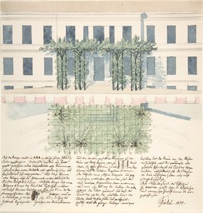 Højde og plan af facaden af en bygning, 1840. af Karl Friedrich Schinkel