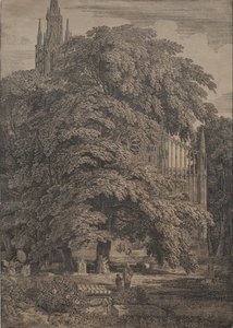 Gotisk kirke blandt Oaks af Karl Friedrich Schinkel