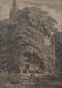 Gothic Church among Oaks, 1810. af Karl Friedrich Schinkel