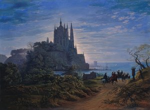 Gotisk kirke på en klippe ved havet. 1815