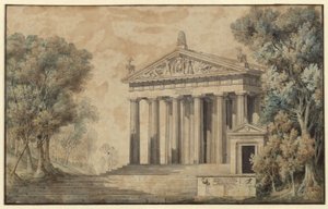 Ifigenia på Tauris. Skuespil af Johann Wolfgang von Goethe. Udkast til en dekoration. Dianas tempel af Karl Friedrich Schinkel