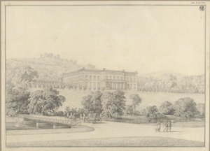 Kressendorf (Krzeszowice) nær Kraków. Slot. Perspektivisk udsigt af Karl Friedrich Schinkel