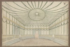 Merseburg. Slot. Udkast til udsmykning af en sal i anledning af hyldestfestlighederne for Frederik Vilhelm III af Preussen af Karl Friedrich Schinkel
