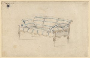 Potsdam-Sanssouci. Charlottenhof Slot. Sofa af Karl Friedrich Schinkel