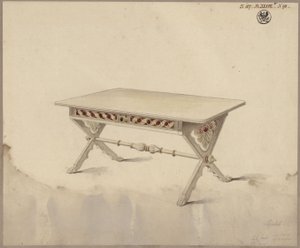 Potsdam. Babelsberg Slot (?). Udkast til et skråt bord af Karl Friedrich Schinkel