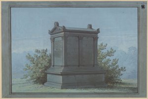 Sarkofag i tempelform - Belchau (Białochowo), tidligere kreds Graudenz (Powiat Grudziądzki), regeringsdistrikt Marienwerder (Województwo Kujawsko-Pomorskie). Udkast til Klinggräfs gravmonument i form af et lille tempel med korintiske pilastre af Karl Friedrich Schinkel