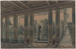 Orianda Slot på Krim. Antikt udkast. Modtagelseshall, kejserhave af Karl Friedrich Schinkel