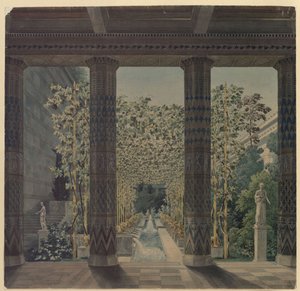 Orianda-slottet på Krim. Antikt udkast. Kejserhaven af Karl Friedrich Schinkel