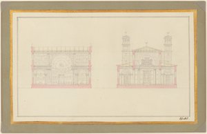 Udsnit af krydset og vestenden af en katedral for Berlin af Karl Friedrich Schinkel