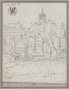 Byudsigt over Edinburgh med huse af Karl Friedrich Schinkel