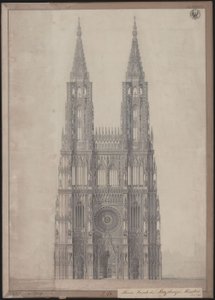 Strasbourg. Domkirken. Udkast til færdiggørelsen af vestfacaden af Karl Friedrich Schinkel