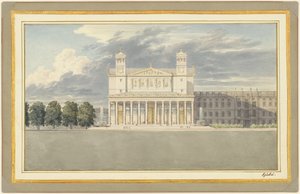 Facaden og omgivelserne af en katedral for Berlin af Karl Friedrich Schinkel