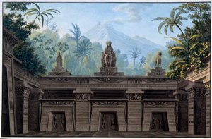 Teaterindretning: Indretning til operaen “La flute enchante (Die Zauberflote) af Wolfgang Amadeus Mozart, på en libretto af Emanuel Schikaneder. Tegning af Karl Schinkel (1781 - 1841) af Karl Friedrich Schinkel