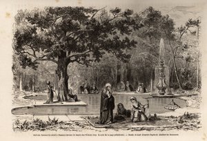 Kiefen af serailens kvinder i Flamour-Javuzu (Flavour Javuzu), i paladset i Konstantinopel (det nuværende Itamboul), Tyrkiet, tegning af Karl Girardet (1813-1871), for at illustrere et besøg i serailet i 1860 , af en anonym kvinde. Indgravering i "