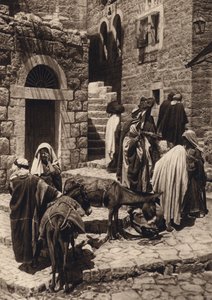 Bethlehem, markedsscene (s/h-billede) af Karl Grober