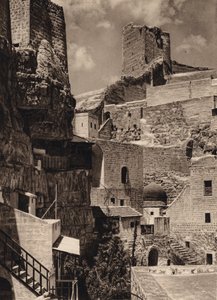 Mar Saba, Tower of Eudoxia og Kloster (s/h foto) af Karl Grober
