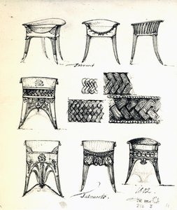 Designs til taburetter af Karl Haller von Hallerstein