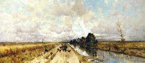 Road by Canal (olie på lærred)