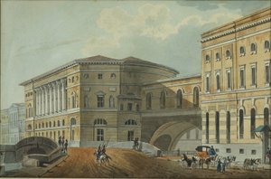 Udsigt over paladsdæmningen i St. Petersborg, første kvartal af det 19. århundrede.