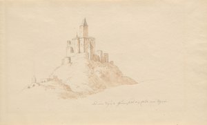 Det gamle Gutenfels Slot nær Kaub ved Rhinen af Karl Julius Von Leypold