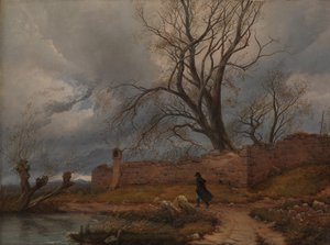 Vandrer i stormen, 1835 af Karl Julius Von Leypold