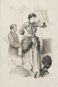 Wienertyper: sangerinde Miss Hornischer og hendes pianist foran et publikum af Karl Karger