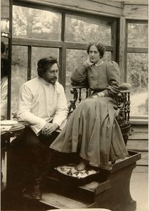 Forfatteren Leonid Andreyev med sin kone Alexandra Michailovna (s/h foto) af Karl Karlovich Bulla