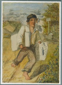 Newspaper Boy, 1864 (wc over sort medieundertegning)