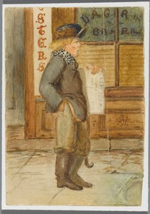 Newspaper Boy, 1864 (wc over sort medieundertegning)