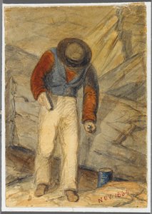 Stenarbejder, 1864 (wc over sort medieundertegning)